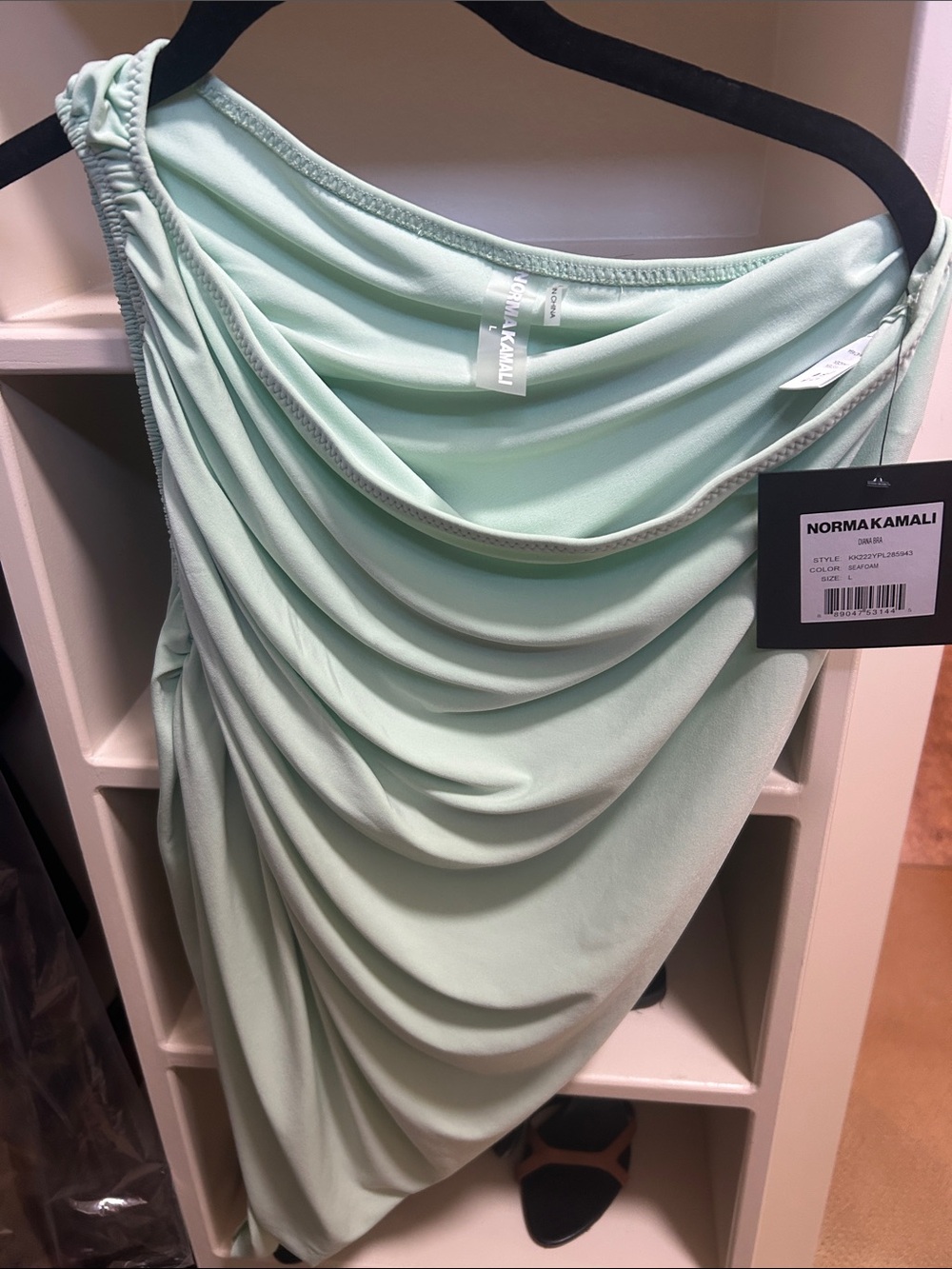 Norma Kamali Mint Draped One-Shoulder Dress